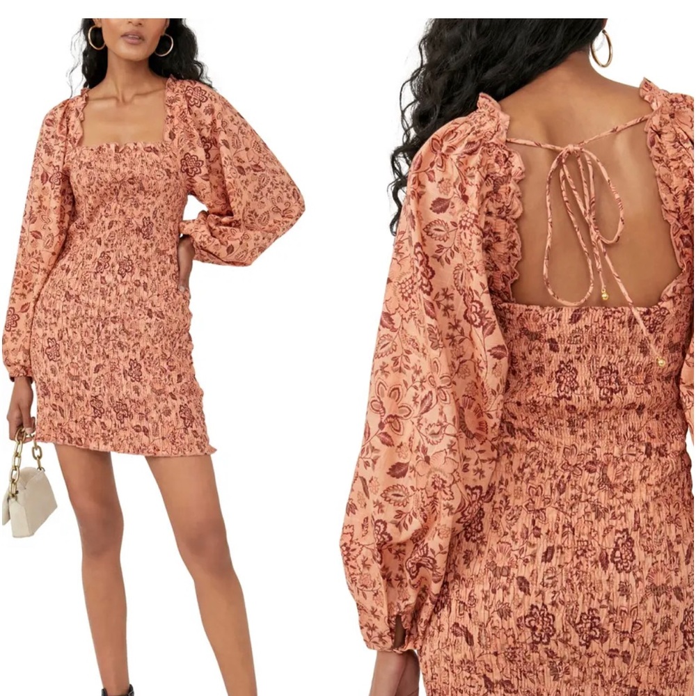 Free People - Smock It To Me Mini Dress BNWT Apricot in color